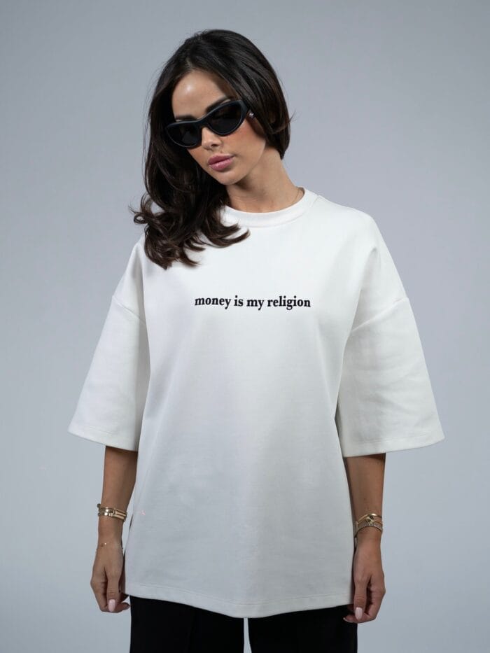 Money Is My Religion - White Oversized T-Shirt